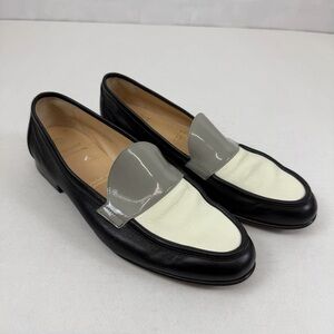 Gravati Handcrafted Italy Leather Loafers Men’s 9.5M Black Gray Cream Colorblock